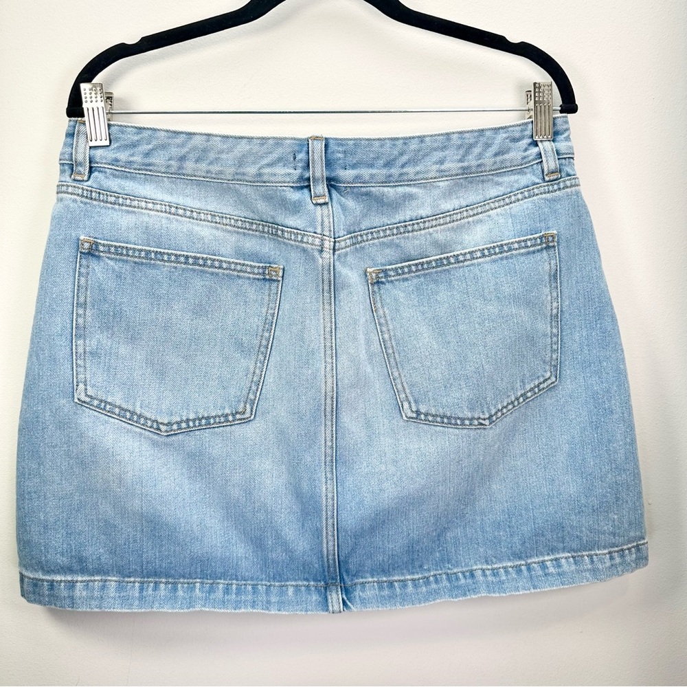 1. State Light Blue Denim Zip Front A Line Jean Skirt, 12 - Picture 5 of 12